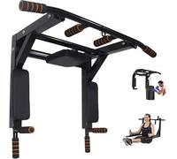 Gr8 Home Pull Up Bar Dip 2In1 Wall Mounted Home Gym Chin Up Cross Fit Multi Grip Workout Station