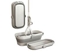 Gr8 Home PVA Sponge Mop Space Saving Folding Bucket Super Absorbent Floor Cleaning Set - Grey White