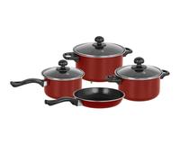Gr8 Home Red 7 Piece Non Stick Cookware Set Cooking Pot Frying Pan Saucepan With Lids - Red