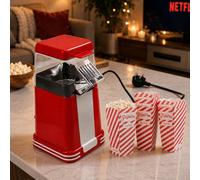 Gr8 Home Retro Electric Popcorn Popper Maker Machine 1200W Hot Air Popcorn Machine Oil Free Fat Free Healthy Snack Maker with 6 Serving Boxes, Red