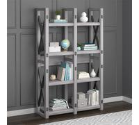 Gr8 Home Rustic White Wildwood Wood Veneer Bookcase Shelving Rack Gr8 Home White