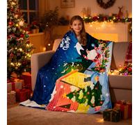 Gr8 Home Santa Design 2 Xmas Fleece Blanket Throw 150x200cm in Blue | Size: 150 cm × 200 cm Gr8 Home Blue 150 cm × 200 cm
