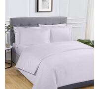 Gr8 Home Sateen Stripe Complete Duvet Cover Pillowcase Fitted Sheet Bedding Set White King Size
