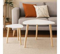 Gr8 Home Set Of 2 White Triangle Nesting Side Tables Wood Tea Coffee End Table Furniture