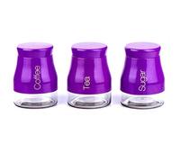 Gr8 Home SET OF 3 KITCHEN STORAGE CANISTERS TEA COFFEE SUGAR JARS POTS CONTAINERS CADDY SET (PURPLE)