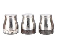 Gr8 Home Set Of 3 Silver Storage Canisters Tea Coffee Sugar Jars Pots Food Containers