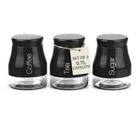 Gr8 Home Set Of 3 Kitchen Storage Canisters Black, Black