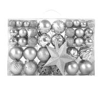 Gr8 Home Silver 101 Pc Christmas Baubles Balls Hanging Decoration Xmas Tree Ornaments Set