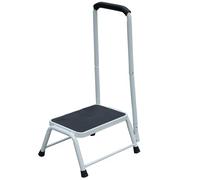 Gr8 Home Step Stool Non Slip Mat Caravan Door Ladder Van Motorhome Camper With Handrail, White