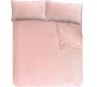 Sleepdown Waffle Fleece Thermal Warm Cosy Super Soft Duvet Cover Quilt Bedding Set with Pillow Cases - Super King (220cm x 260cm) - Blush Pink