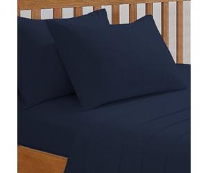 Gr8 Home Sleepdown Fitted Sheet Navy Soft Easy Care Polycotton Bed Linen Bedsheet Bedding Super King