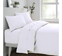Gr8 Home Sleepdown Fitted Sheet White Easy Care Polycotton Bed Linen Bedsheet Bedding Single