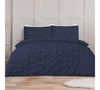 Gr8 Home Sleepdown Geometric Rouched Pleat Ruched Pintuck Duvet Set Quilt Cover Bedding Navy Double
