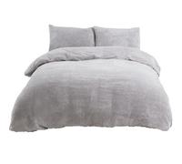 Gr8 Home Sleepdown Grey Teddy Fleece Duvet Bed Quilt Cover With Pillow Case Set Bedding Double