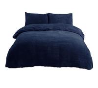 Gr8 Home Sleepdown Navy Teddy Fleece Duvet Bed Quilt Cover With Pillow Case Set Bedding Single