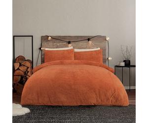 Gr8 Home Sleepdown Rust Orange Teddy Fleece Duvet Quilt Cover Pillow Case Set Bedding Double