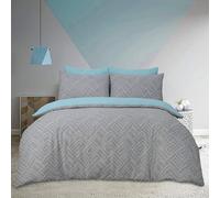 Gr8 Home Sleepdown Square Dot Geo Grey Geometric Reversible Duvet Set Quilt Cover Bedding Super King