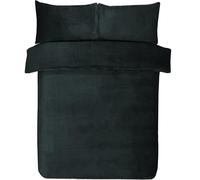 Gr8 Home Sleepdown Waffle Teddy Fleece Duvet Pillowcase Set in Black | Size: King Gr8 Home Black King