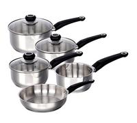 Gr8 Home 8 Piece Stainless Steel Induction Cookware Set with Lids - Size: 48 x 30 x 18cm - Silver - Wilko