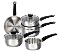 Gr8 Home Stainless Steel 8 Pcs Induction Cookware Set Frying Pan Milk Saucepan With Lids - Silver