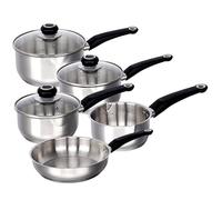 Gr8 Home Stainless Steel 8 Piece Induction Kitchen Cookware Set Cooking Frying Pan Milk Saucepan with Glass Lids