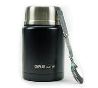 Gr8 Home Stainless Steel Food Flask 500Ml Vacuum Insulated Thermal Soup Jar Spoon Black