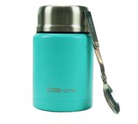 Gr8 Home Stainless Steel Food Flask 500Ml Vacuum Insulated Thermal Soup Jar Spoon Green