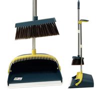 Gr8 Home Strong Long Handled Dustpan & Brush Set Soft Bristles Broom Lobby Dust Pan in Teal Gr8 Home Teal