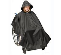 Gr8 Home Wheelchair Waterproof Poncho Rain Cover Lightweight Cape With Hood Disability Aid Rain Mac Coat Black
