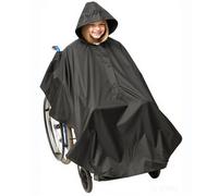 Gr8 Home Wheelchair Waterproof Poncho Rain Cover Lightweight Cape With Hood Disability Aid Rain Mac Coat Black