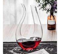 Gr8 Home Wine Decanter U-Shaped Mouth Blown Glass Aerating Red Wine Serving Carafe Pourer Dispenser Large 1.5 Litre Xmas Gift