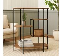 Gr8 Home Wood Metal Oval Shelving Unit Display Bookcase Storage Shelf Side Console Table