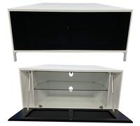 Gr8 Home Wooden Hyde White 1200 Corner TV Stand for up to 60" With Glass Shelf Gr8 Home White