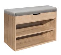 Gr8 Home Wooden Ottoman Shoes Storage Rack Bench Padded Grey Seat Gr8 Home Grey