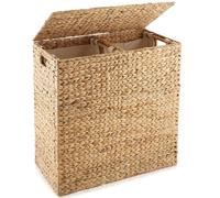 Gr8 Home X Large Water Hyacinth Double Laundry Hamper Bin Clothes Washing Basket With Lid in Natural | Size: XL Gr8 Home Natural XL