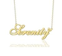 GR859C Custom Name Necklace Personalized for Women 18K Gold Plated Customized Nameplate Pendant Jewelry Gift for Christmas, Metal, No Gemstone