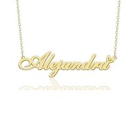 GR859C Custom Name Necklace Personalized for Women 18K Gold Plated Customized Nameplate Pendant Jewelry Gift for Christmas, Metal, No Gemstone