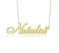 GR859C Custom Name Necklace Personalized for Women 18K Gold Plated Customized Nameplate Pendant Jewelry Gift for Christmas, Metal, No Gemstone