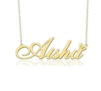 GR859C Custom Name Necklace Personalized for Women 18K Gold Plated Customized Nameplate Pendant Jewelry Gift for Christmas, Metal, No Gemstone