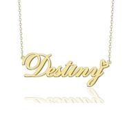 GR859C Custom Name Necklace Personalized for Women 18K Gold Plated Customized Nameplate Pendant Jewelry Gift for Christmas, Metal, No Gemstone