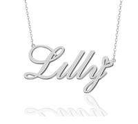 GR859C Custom Name Necklace Personalized for Women 18K Gold Plated Customized Nameplate Pendant Jewelry Gift for Christmas, Metal, No Gemstone