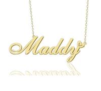 GR859C Custom Name Necklace Personalized for Women 18K Gold Plated Customized Nameplate Pendant Jewelry Gift for Christmas, Metal, No Gemstone
