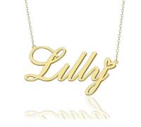 GR859C Custom Name Necklace Personalized for Women 18K Gold Plated Customized Nameplate Pendant Jewelry Gift for Christmas, Metal, No Gemstone