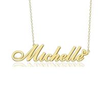 GR859C Custom Name Necklace Personalized for Women 18K Gold Plated Customized Nameplate Pendant Jewelry Gift for Christmas, Metal, No Gemstone
