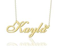 GR859C Custom Name Necklace Personalized for Women 18K Gold Plated Customized Nameplate Pendant Jewelry Gift for Christmas, Metal, No Gemstone