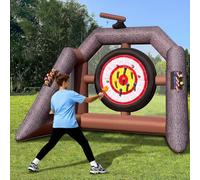 GR8FUN Inflatable Axe Throwing Game Giant Ball Toss Target Dart Board for Backyard (Over 10ft Tall) with 16 Axes 8 Color Balls Air Blower, Outdoor Carnival Games for Adults