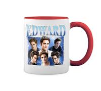 GR8Shop Edward Cullen Inspired By Saga White Coffee Mug with Red Rim & Handle