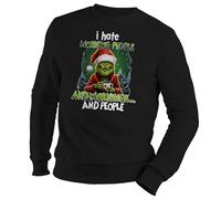 GR8Shop Grinch Christmas New 2024 i Hate Mornings and People Unisex Black Sweater Size M