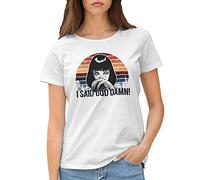 GR8Shop I Said God Damn Mia Walace Inspired Pulp Fiction Women's White T-Shirt Size XL