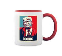 GR8Shop Iconic Donald Trump 2024 President White Coffee Mug with Red Rim & Handle
